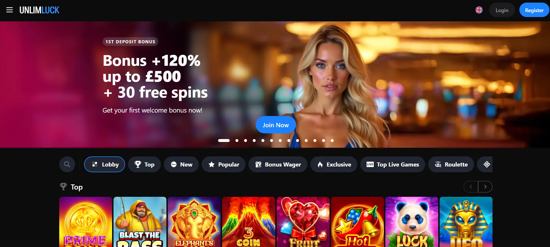 Bonus de bienvenue du casino Unlimluck